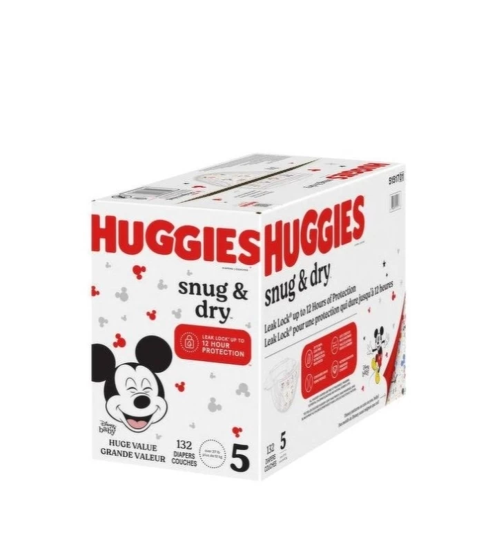 Huggies Snug & Dry Disposable Baby Diapers Size 5 - 132 counts