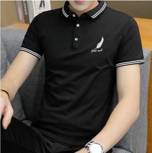 Duo-color Men's Fashion Polo Shirt Business Casual T-Shirt